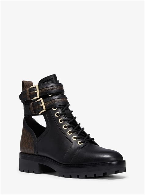 michael michael kors bensen logo and leather combat boot|michael kors boots for women.